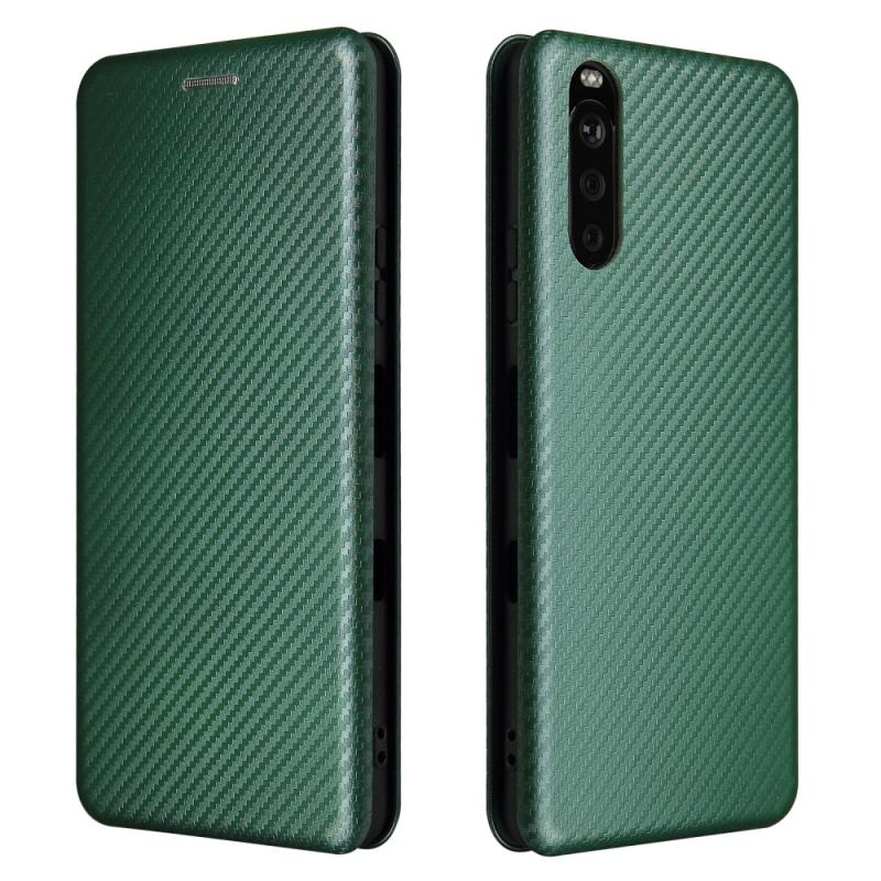 Sony Xperia 10 Iii 5g Flip Cover Med Kortholder Børstet Design Grøn
