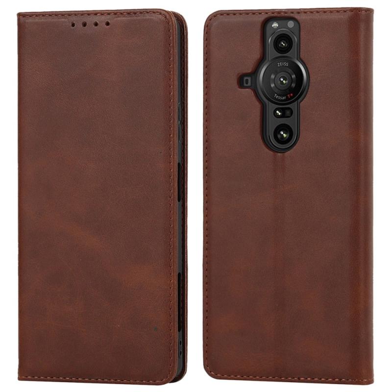 Sony Xperia Pro-  Flip Læder Cover   Pung Mørk Brun