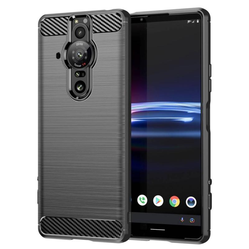 Sony Xperia Pro-  Gummi Cover Børstet Design Sort