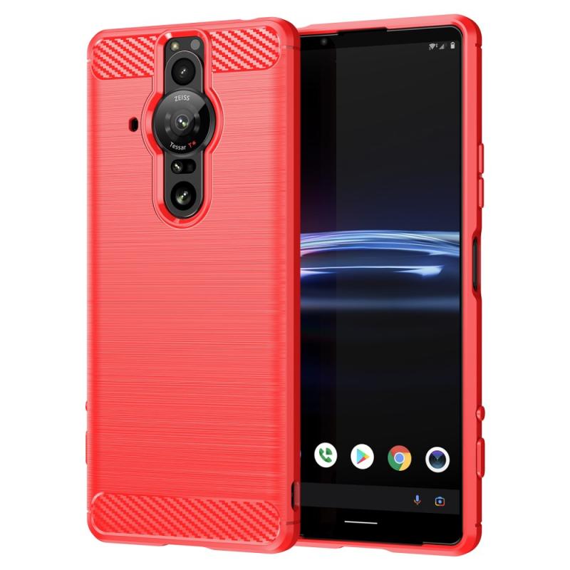 Sony Xperia Pro-  Gummi Cover Børstet Design Rød