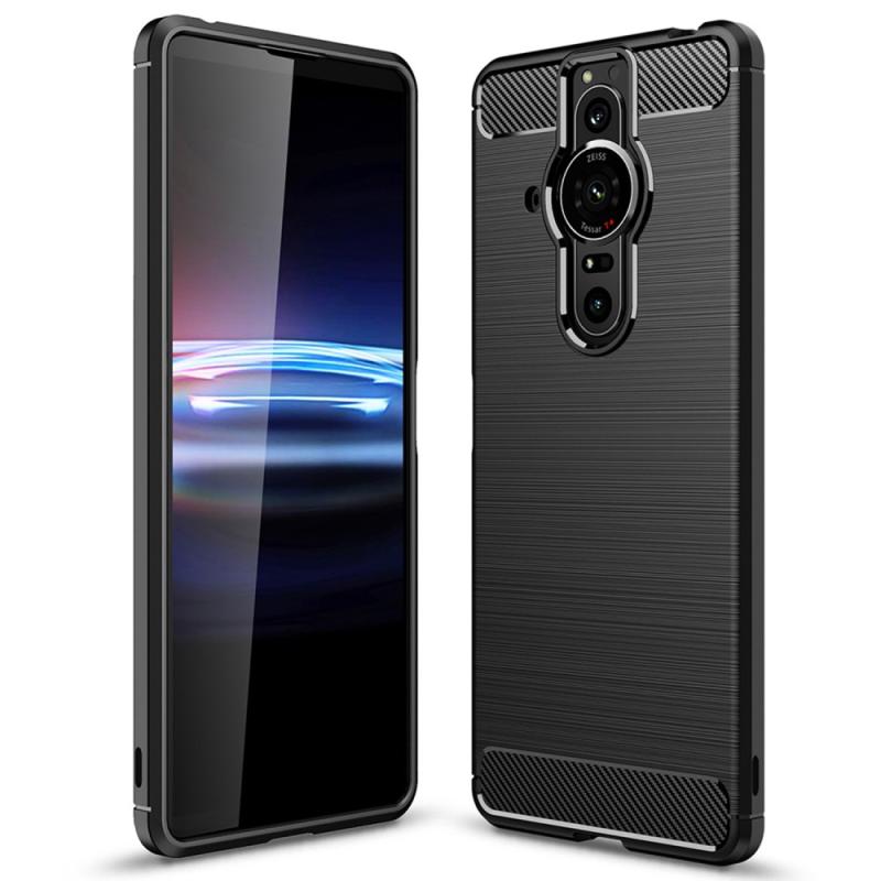 Sony Xperia Pro-  Ultratyndt Gummi Cover Børstet Design Sort