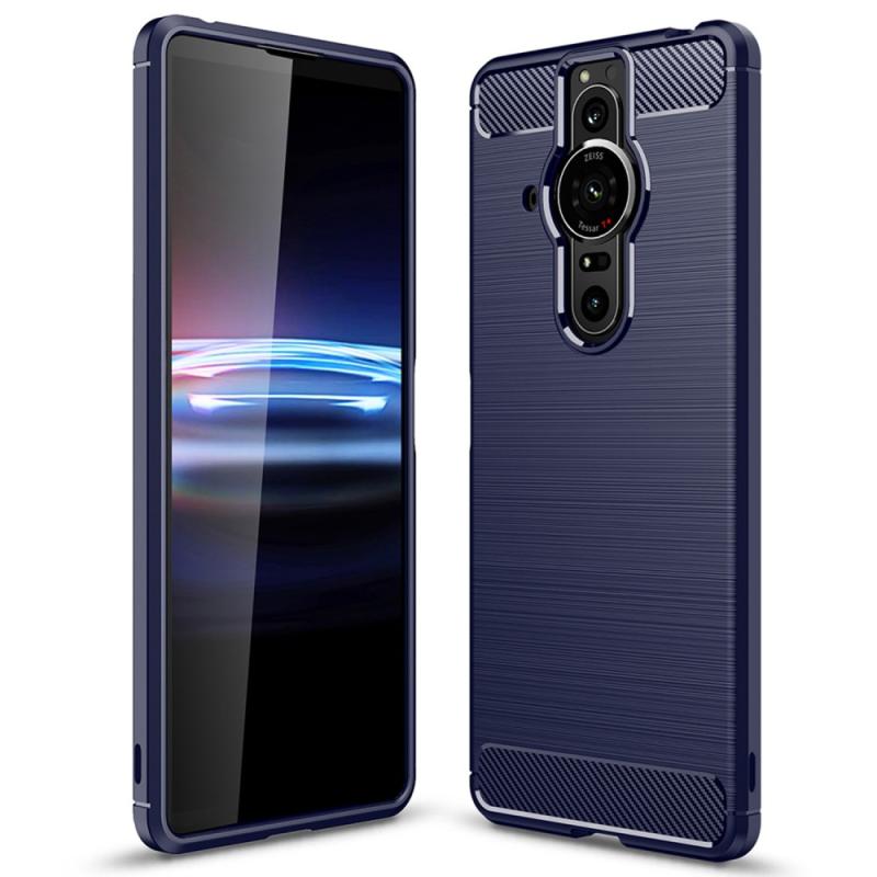Sony Xperia Pro-  Ultratyndt Gummi Cover Børstet Design Blå