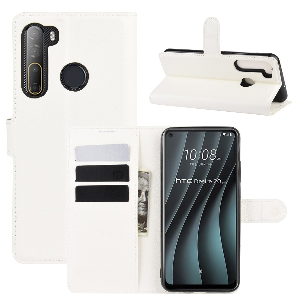 Htc Desire 20 Pro Læder Cover   Pung Hvid