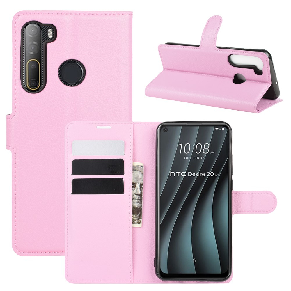 Htc Desire 20 Pro Læder Cover   Pung Pink