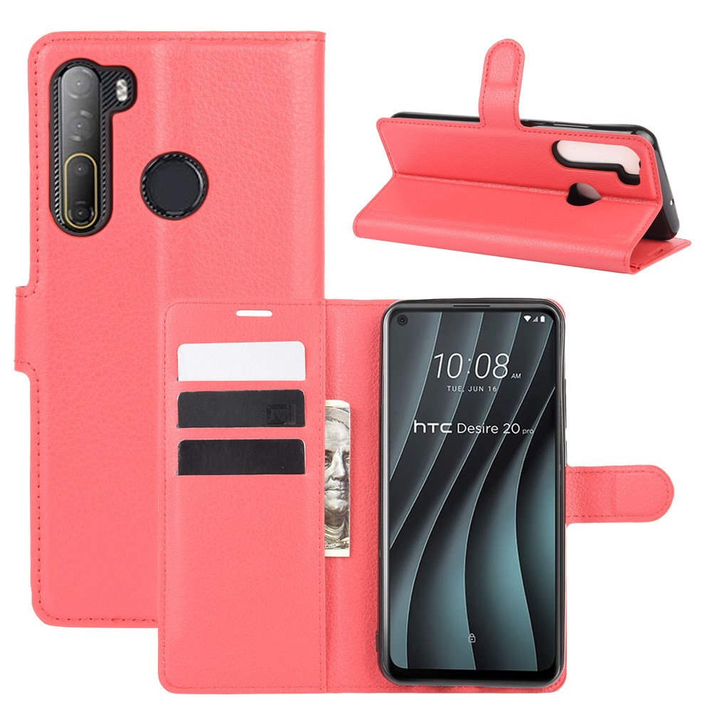 Htc Desire 20 Pro Læder Cover   Pung Rød