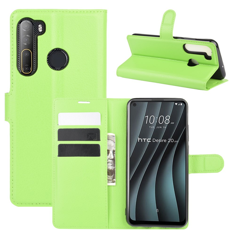 Htc Desire 20 Pro Læder Cover   Pung Grøn