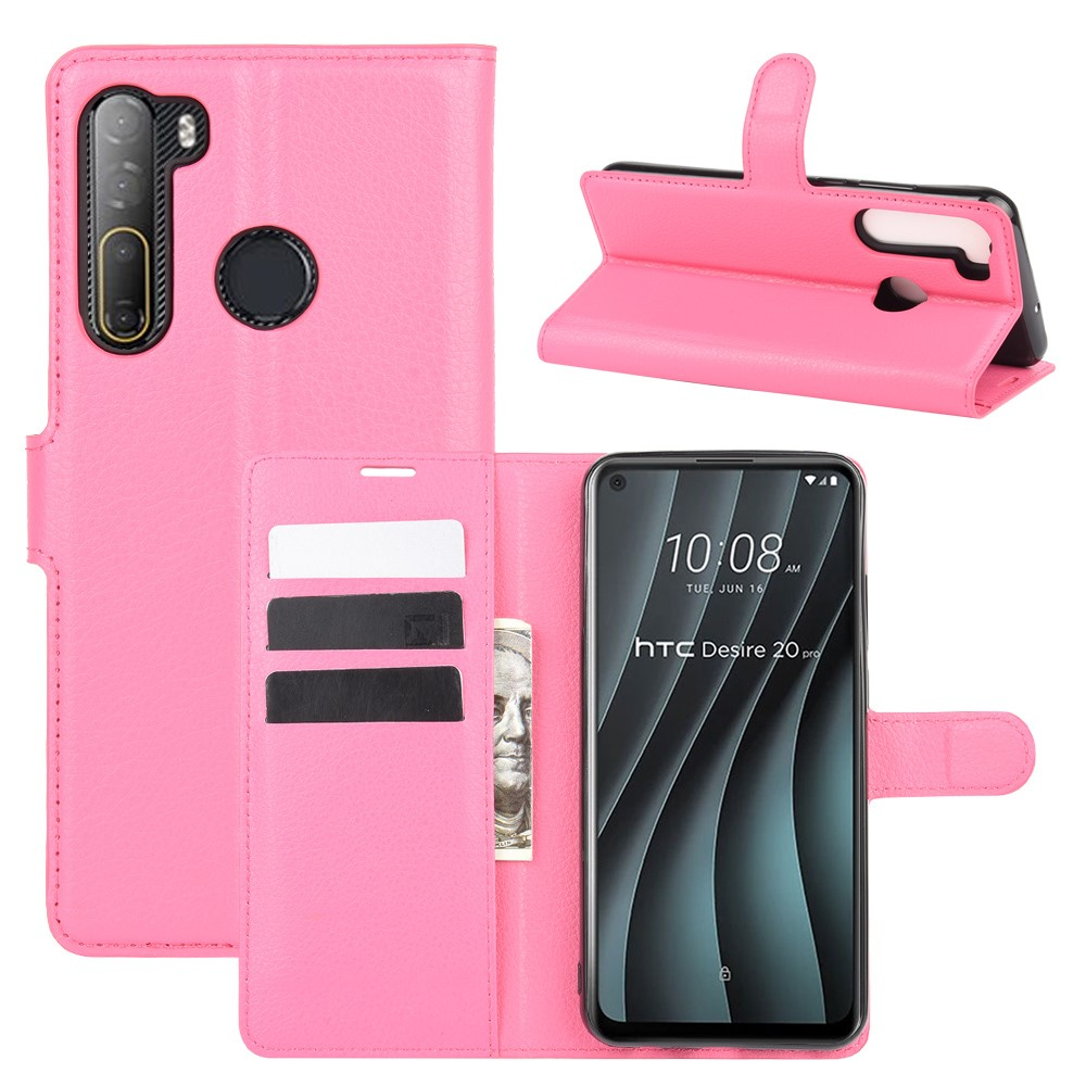 Htc Desire 20 Pro Læder Cover   Pung Rosa