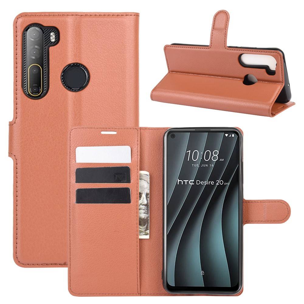 Htc Desire 20 Pro Læder Cover   Pung Brun