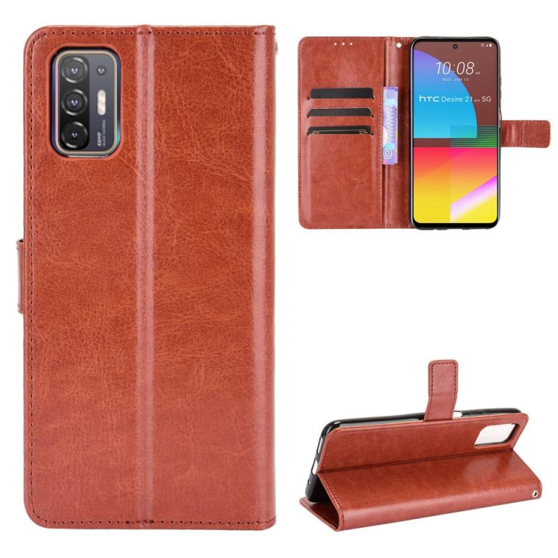 Htc Desire 21 Pro 5g Læder Cover   Pung Brun