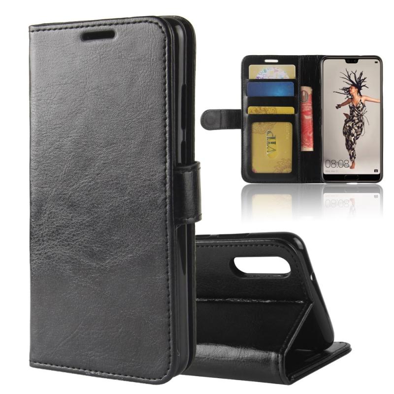 Huawei P20 Læder Pung   Cover Sort