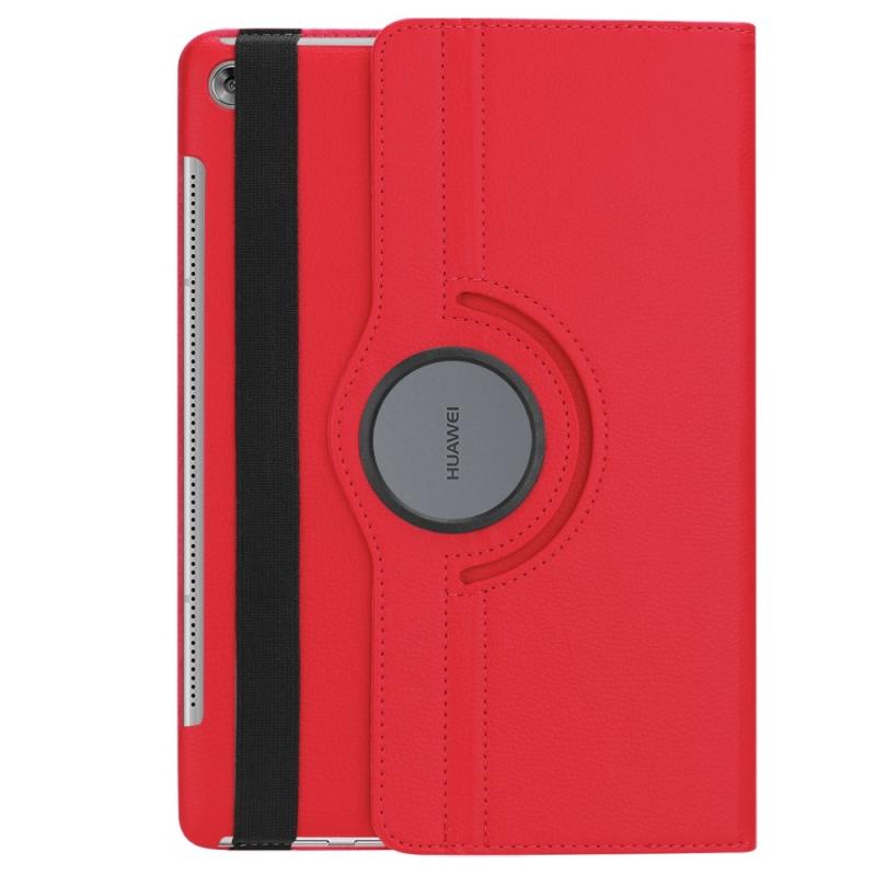 Mediapad M5 10 M5 Pro Læder Cover Etui Med 360 Grader Funktion Rød