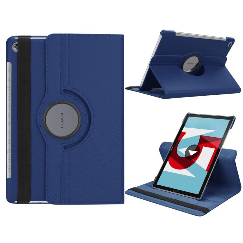 Mediapad M5 10 M5 Pro Læder Cover Etui Med 360 Grader Funktion Mørkeblå