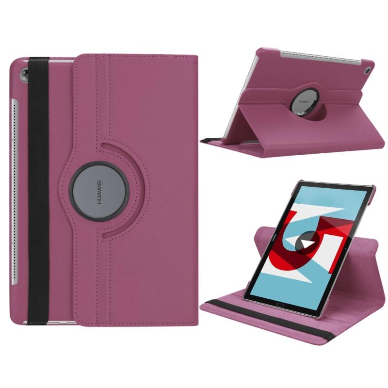 Mediapad M5 10 M5 Pro Læder Cover Etui Med 360 Grader Funktion Lilla