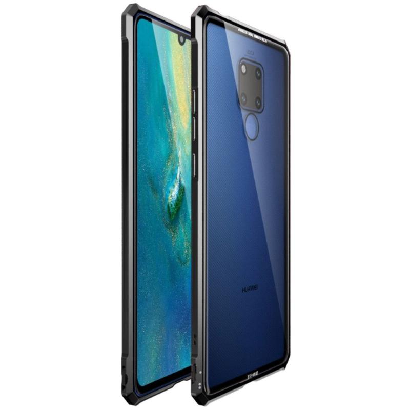 Huawei Mate 20   Cover    Metal Bumper   Glasbagside Sort