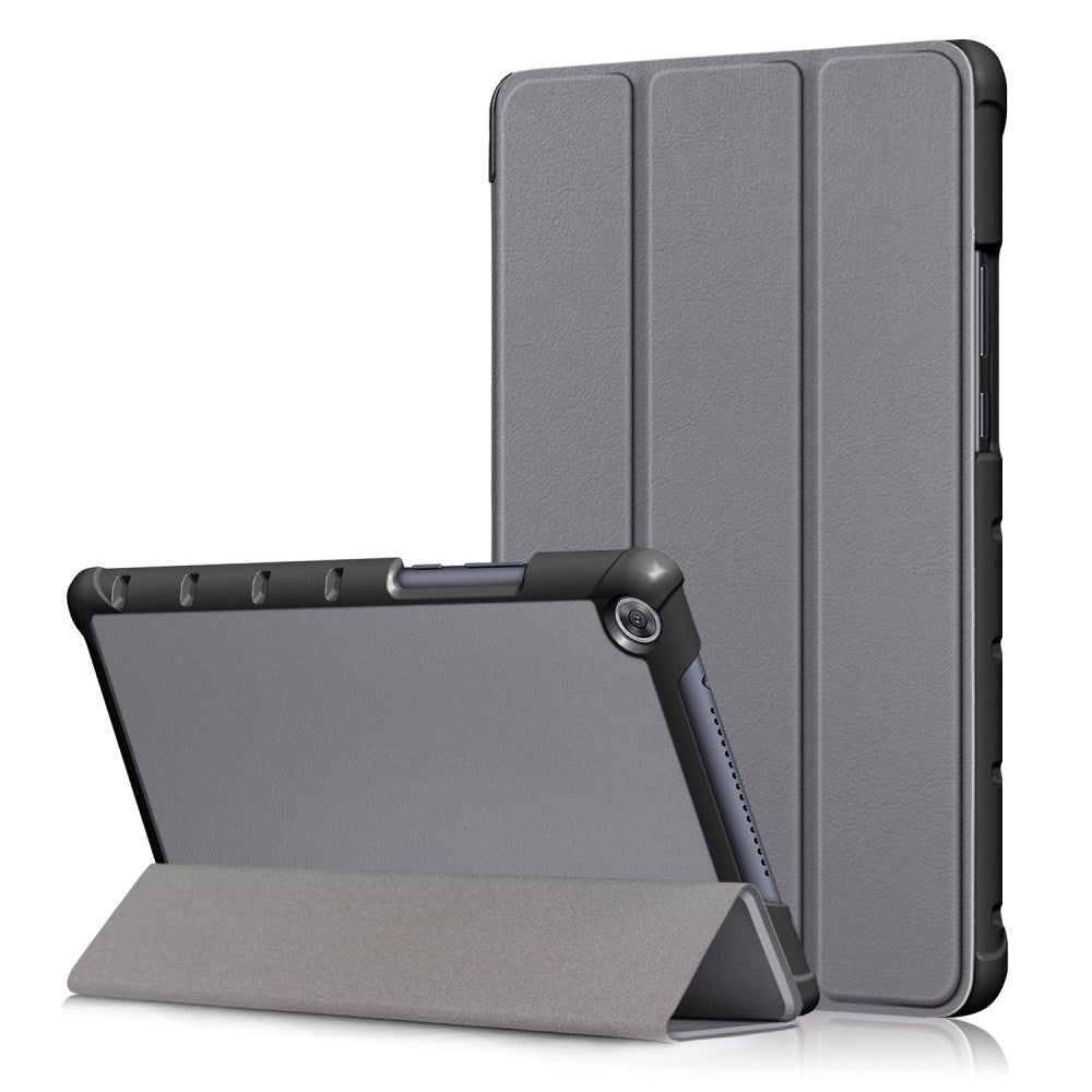 Huawei Mediapad M5 Lite   Tri-fold Læder Cover Grå
