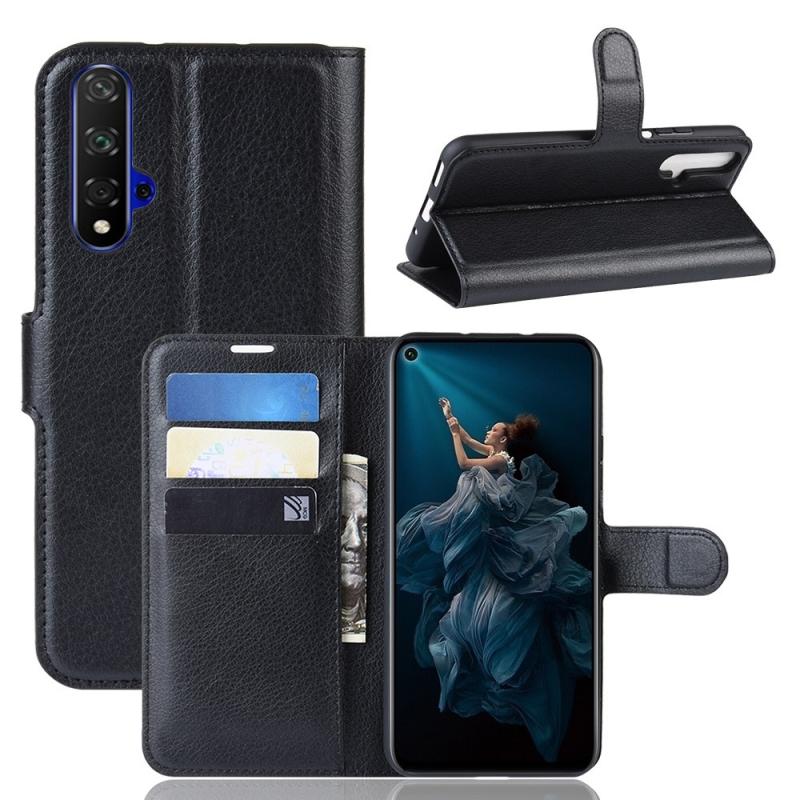 Huawei Nova 5t   Honor 20 Læder Cover   Pung Sort