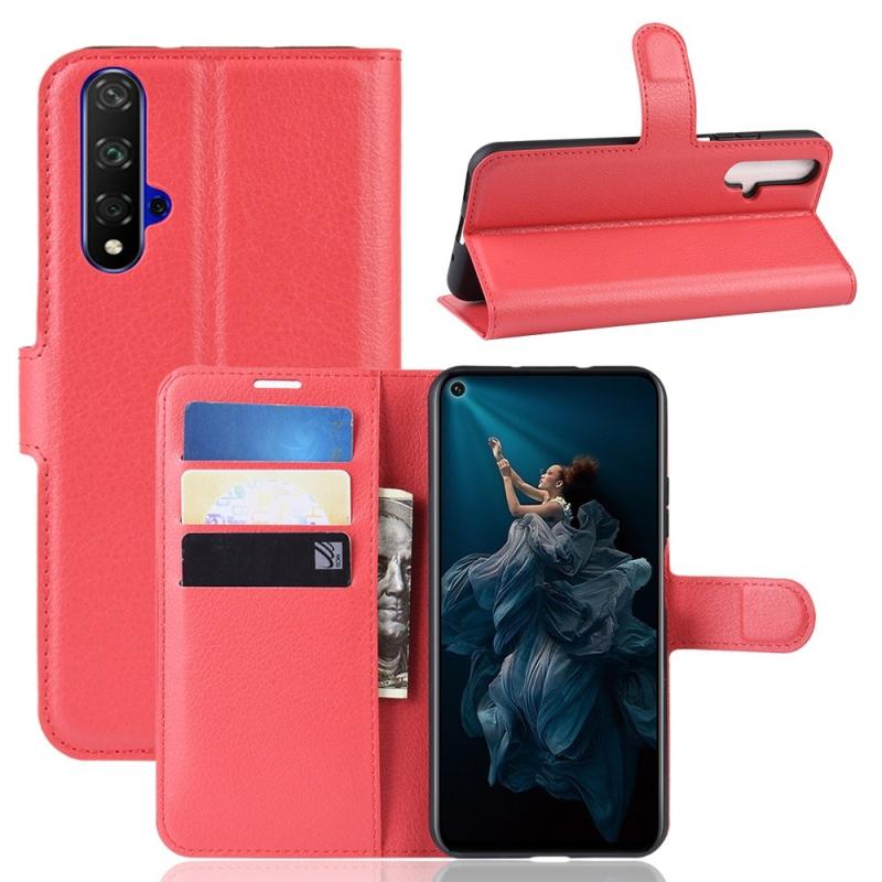 Huawei Nova 5t   Honor 20 Læder Cover   Pung Rød