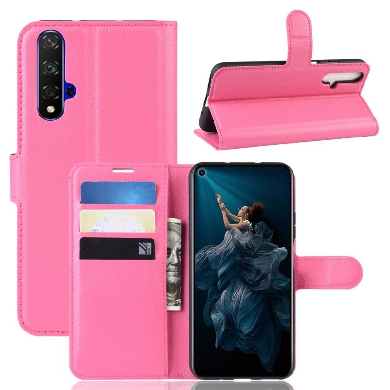 Huawei Nova 5t   Honor 20 Læder Cover   Pung Rosa