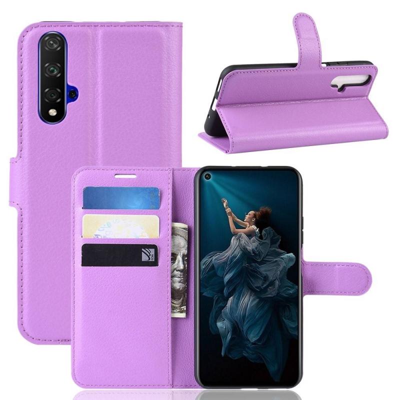 Huawei Nova 5t   Honor 20 Læder Cover   Pung Lilla