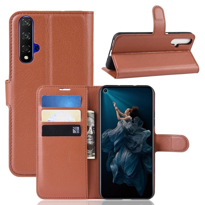 Huawei Nova 5t   Honor 20 Læder Cover   Pung Brun