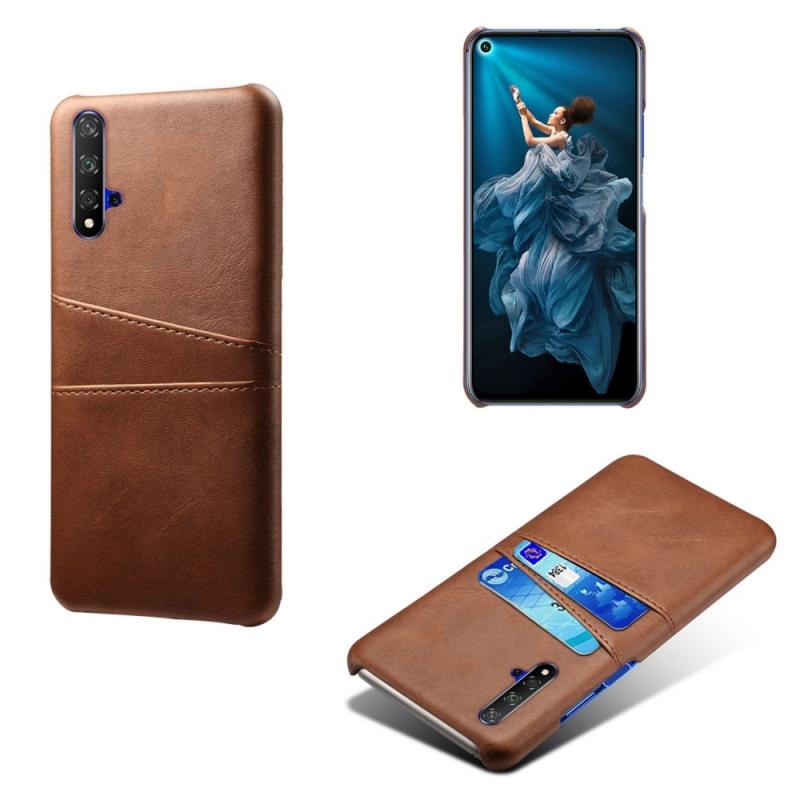 Huawei Nova 5t   Honor 20 Læder Hard Cover Med Kortholdere Brun