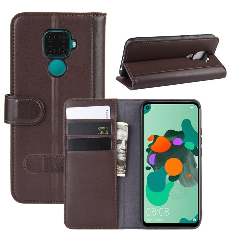 Huawei Mate 30 Lite ægte Læder Cover   Pung Brun