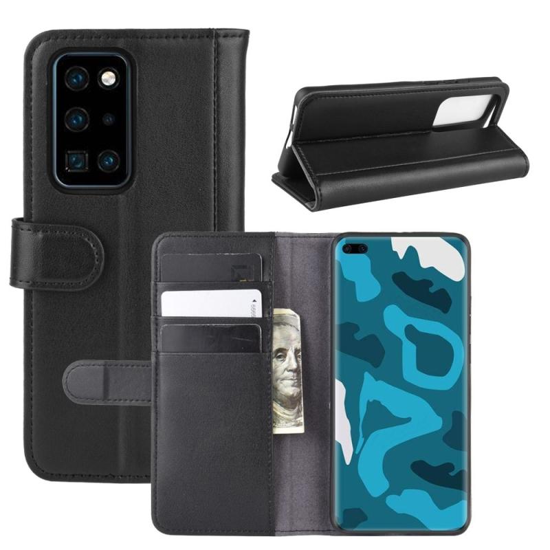 Huawei P40 Pro ægte Læder Cover   Pung Sort