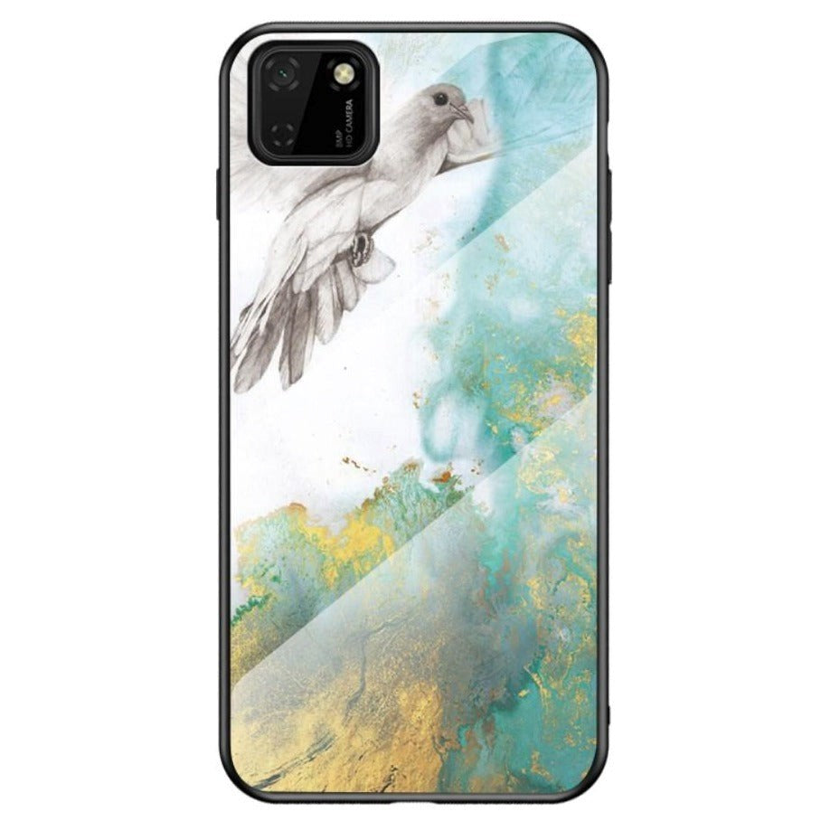 Huawei Y5p Fleksibelt Plast Cover    Glasbagside Marmor   Due