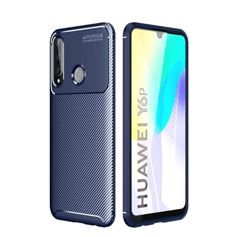 Huawei Y6p Gummi Cover   Børstet Design Blå