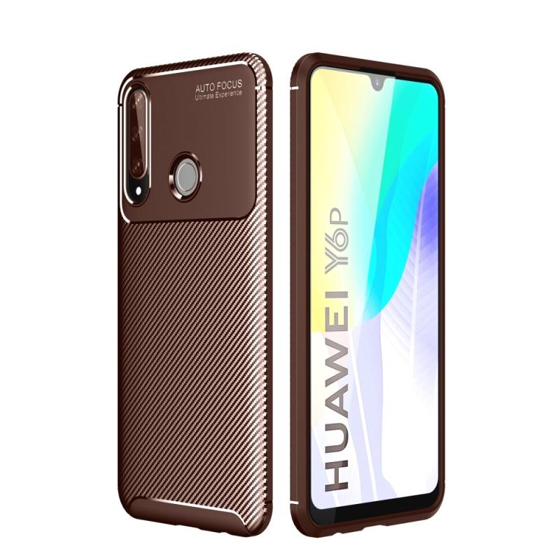 Huawei Y6p Gummi Cover   Børstet Design Brun
