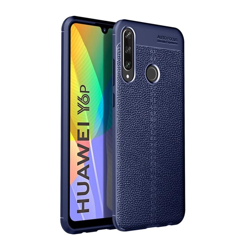 Huawei Y6p Gummi Cover   Læder Design Mørkeblå
