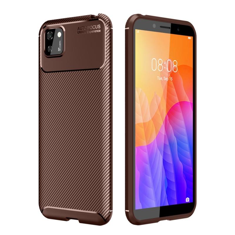 Huawei Y5p Gummi Cover   Børstet Design Brun