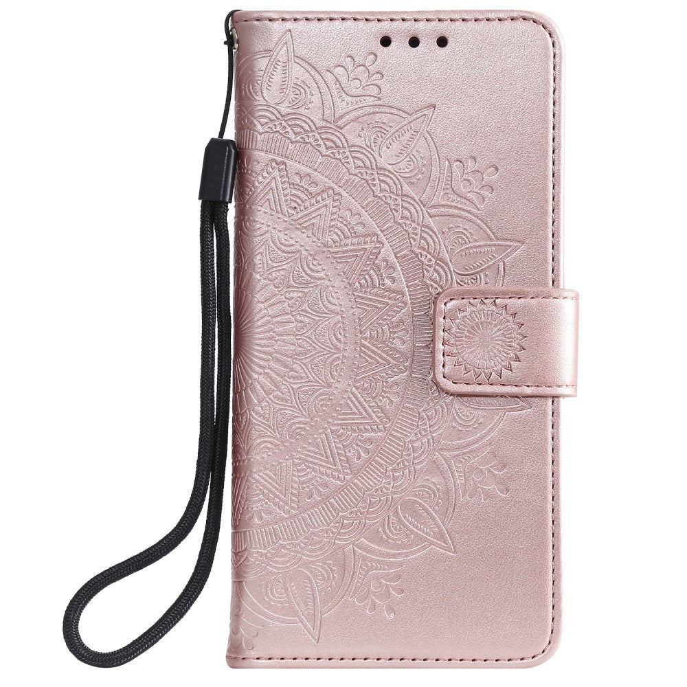 Huawei Honor 9x Lite Læder Cover    Pung Mandala Mønster Rose Gold