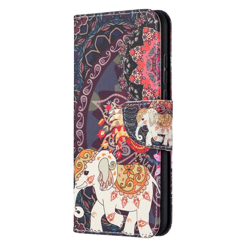 Huawei Honor 9x Lite Læder Cover    Pung Tribal Elefant