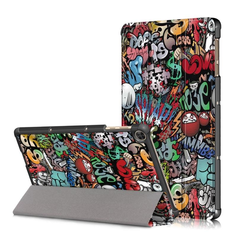 Huawei Matepad T10s Tri-fold Læder Cover Med Printet Design Graffiti