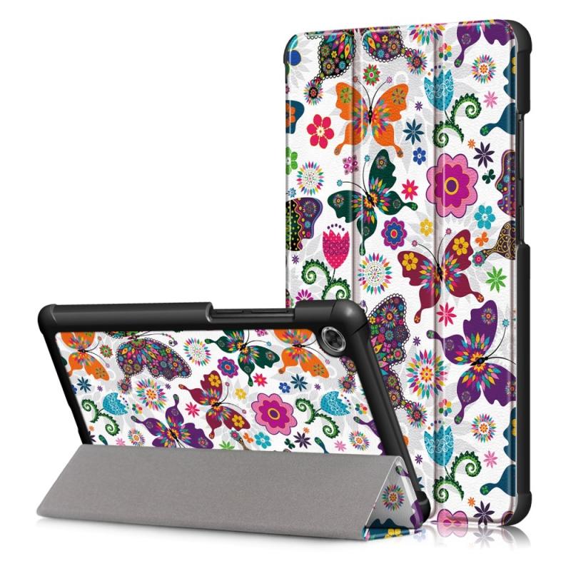 Lenovo Tab M7  -7305f Tri-fold Læder Cover Sommerfugl   Blomst