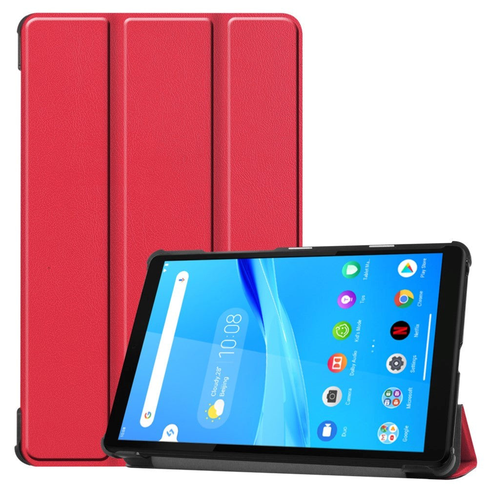 Lenovo Tab M8  2nd Gen    Quot  Læder Cover    Ståfunktion Rød