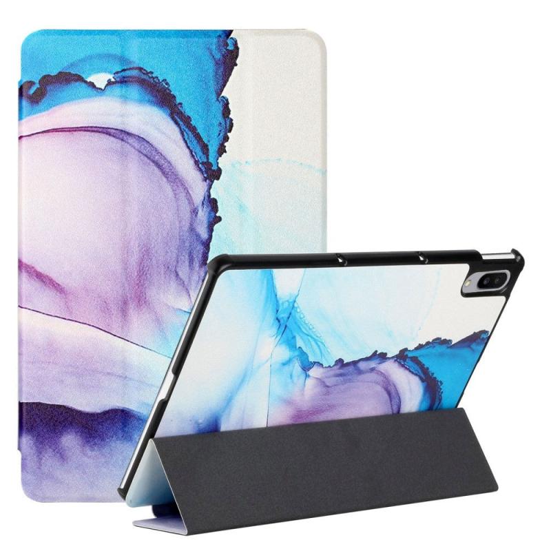 Lenovo Pad Pro   Tab P11 Pro Imiteret Læder Flip Cover Lilla   Blå Marmor