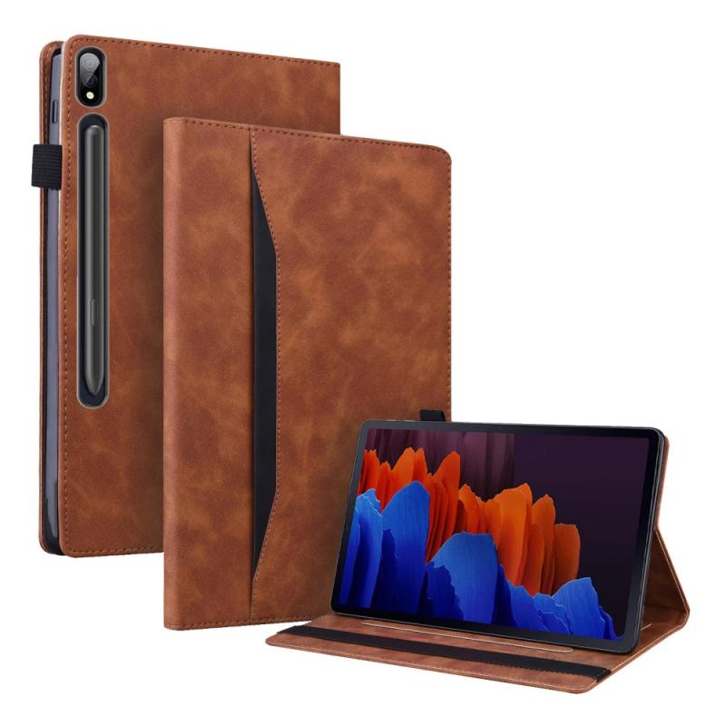 Lenovo Tab P12 Pro Premium Læder Cover Med Kortholdere Brun