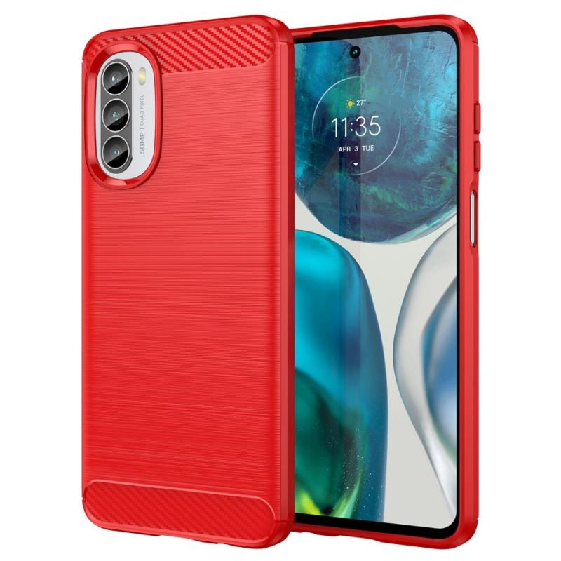 Motorola Moto G52 Gummi Cover Børstet Design Rød