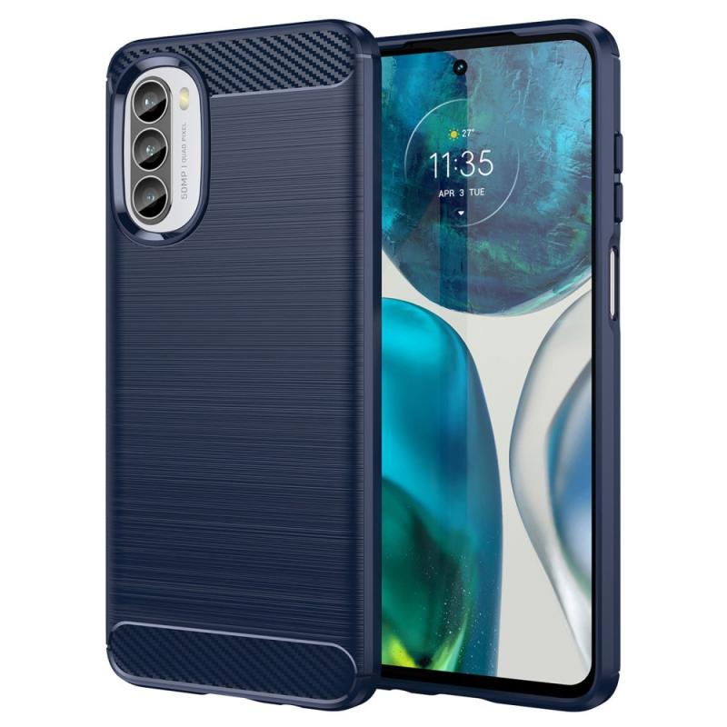 Motorola Moto G52 Gummi Cover Børstet Design Blå
