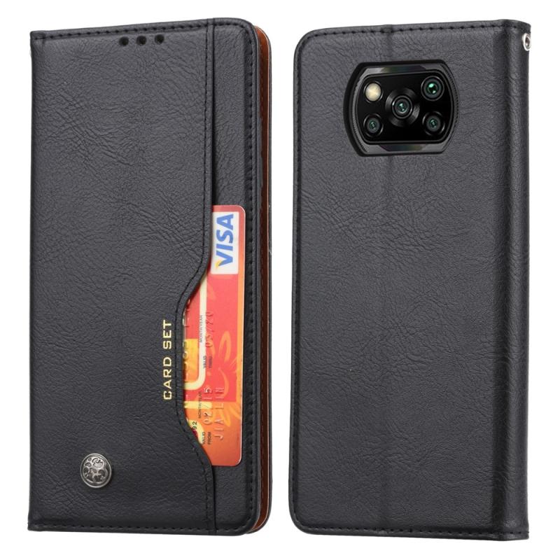 Xiaomi Poco X3 Nfc Læder Cover   Pung Med Udvendig Kortholder Sort
