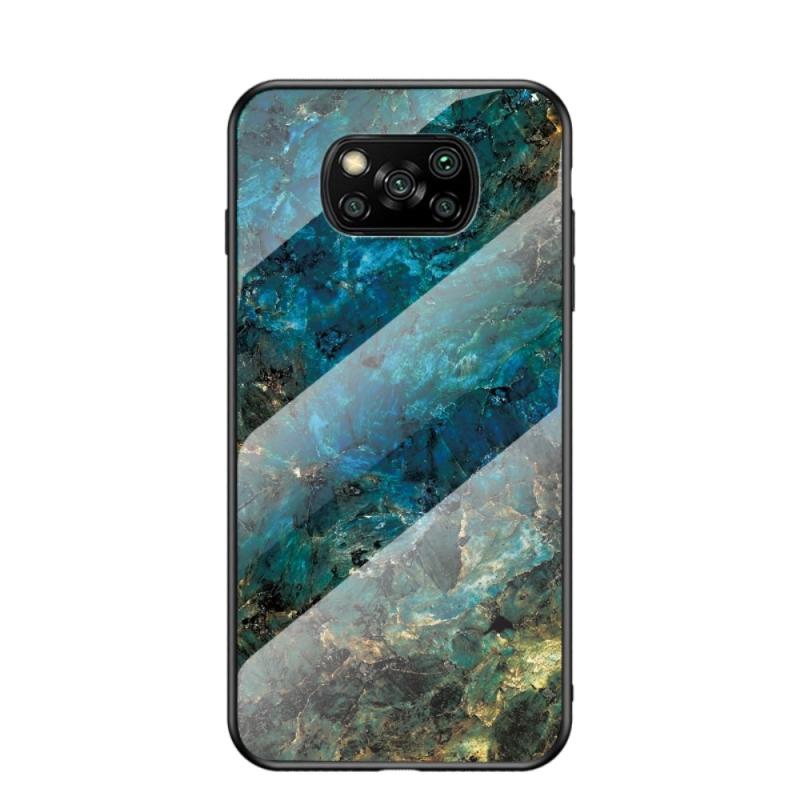 Xiaomi Poco X3 Nfc Hybrid Cover Med Bagside   Hærdet Glas Marmor Design Emerald