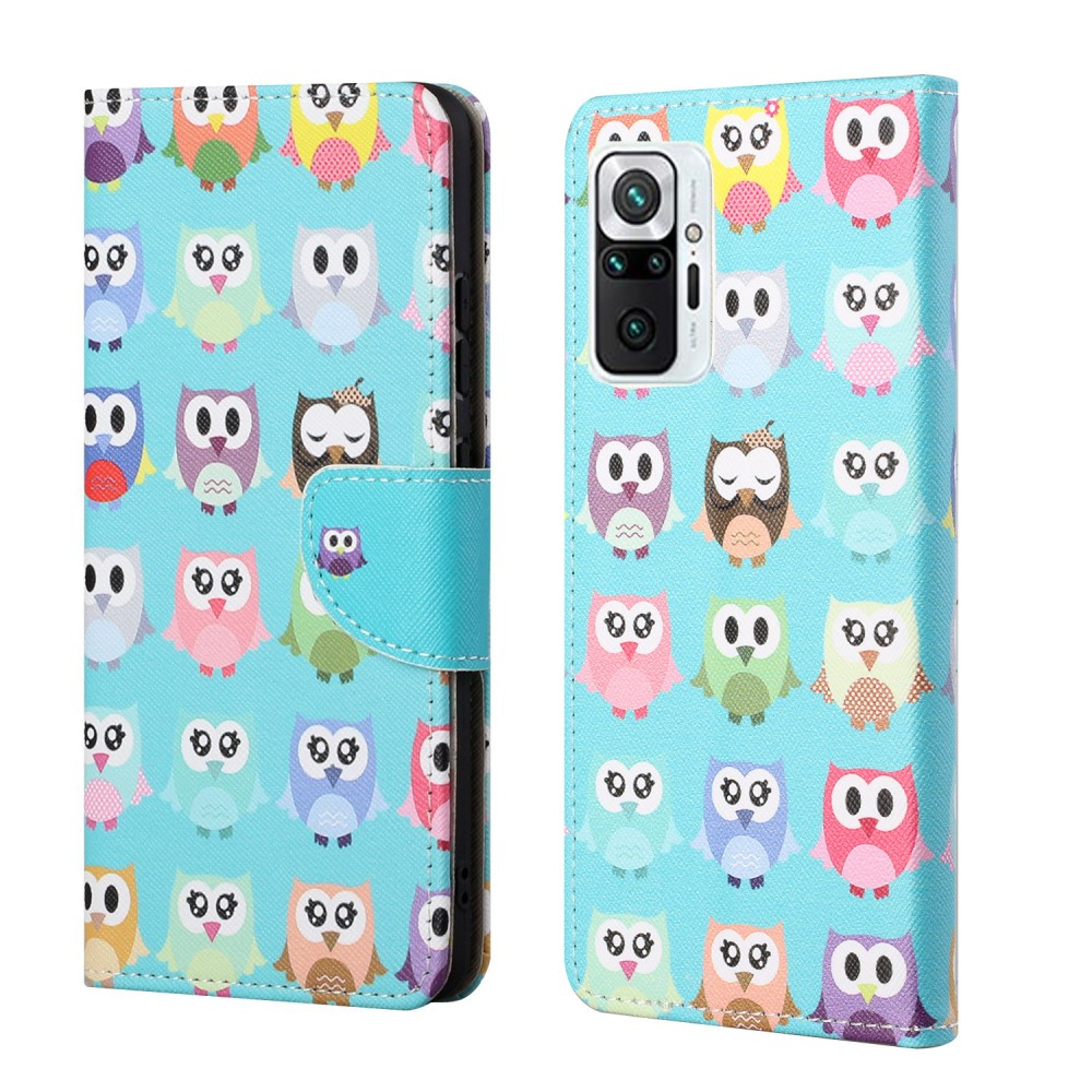Xiaomi Redmi Note 10 Pro   Note 10 Pro Max Læder Cover   Pung Mønstret Design Ugler