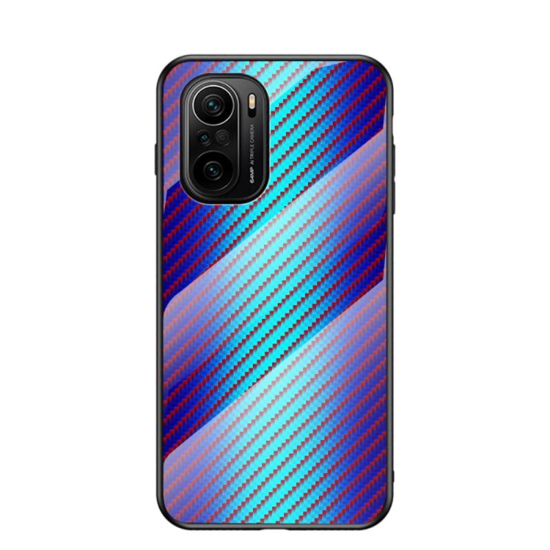 Xiaomi Redmi Mi11i   Poco F3   K40 Hybrid Cover    Bagside   Hærdet Glas Børstet Design Blå