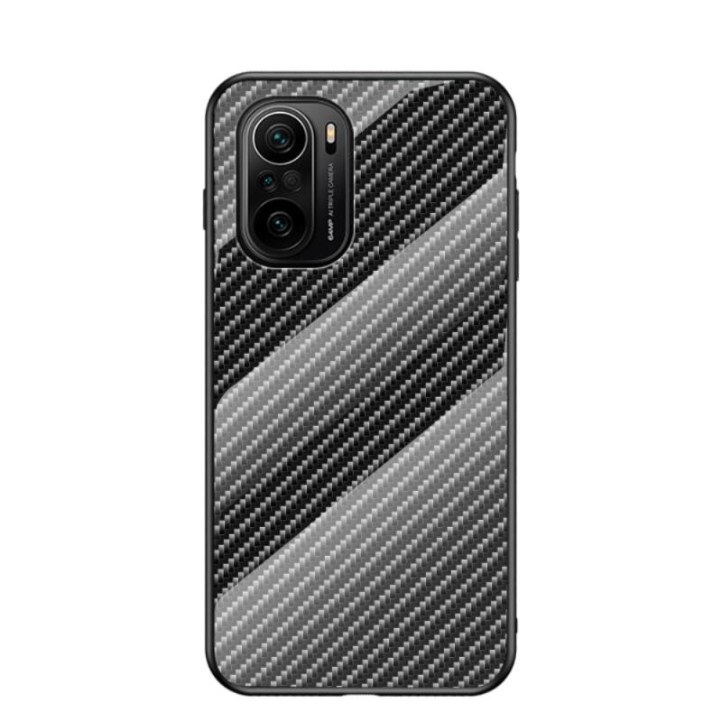 Xiaomi Redmi Mi11i   Poco F3   K40 Hybrid Cover    Bagside   Hærdet Glas Børstet Design Sort