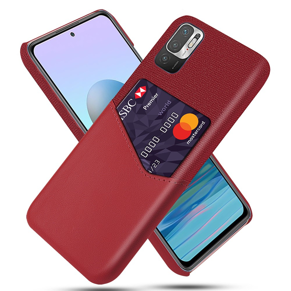 Xiaomi Redmi Note 10 5g Ksq Læder Hard Cover Med Kortholder Rød