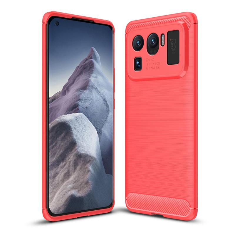 Xiaomi   11 Ultra Gummi Cover Børstet Design Rød