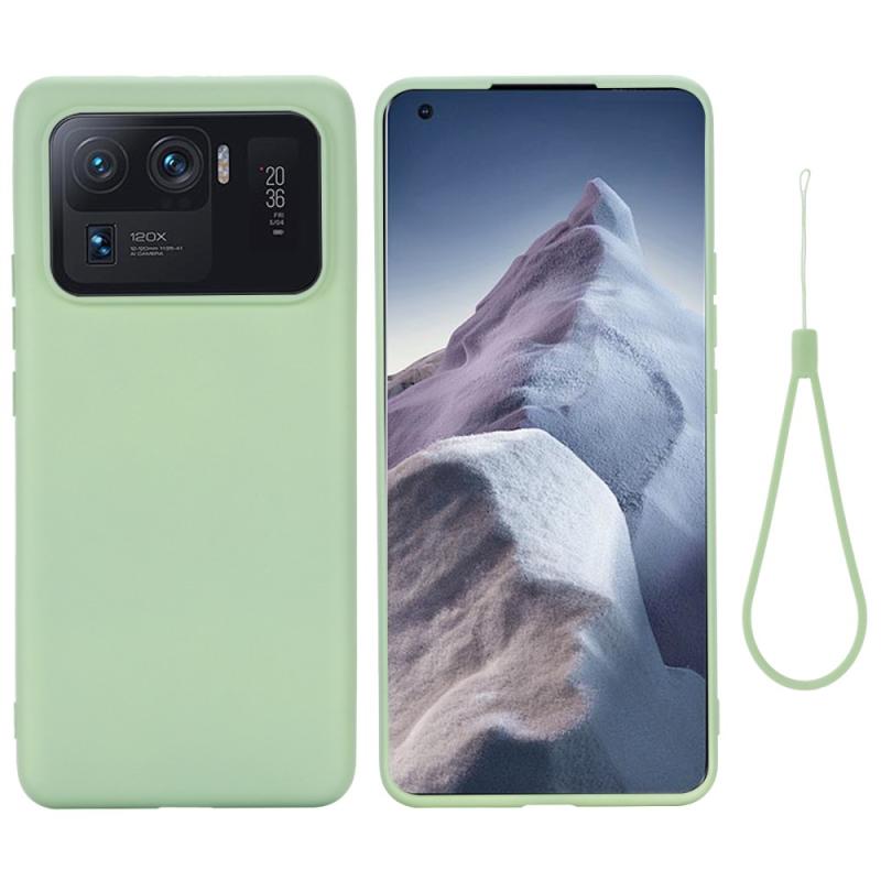 Xiaomi   11 Ultra Blødt Silikone Cover Med Aftagelig Strop Grøn