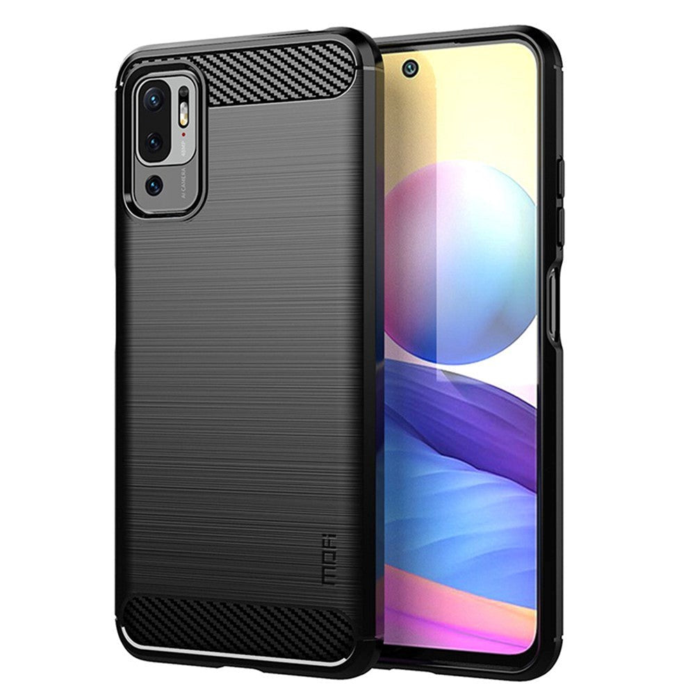Xiaomi Redmi Note 10 5g Mofi Brushed Carbon Fiber Fleksibelt Plastik Bagside Cover Sort